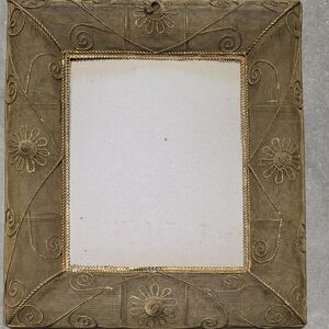 Gilt Metal Wire Mesh Wall Frame with Floral Decor, 1950s (Only Frame)